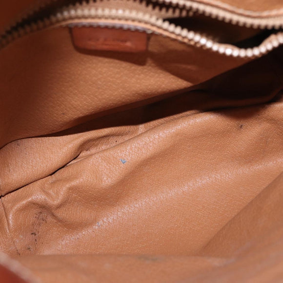 CELINE Macadam Canvas Shoulder Bag PVC Leather Brown Gold Auth 153471