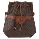 CELINE Macadam Canvas Shoulder Bag PVC Leather Brown Gold Auth 153471-13