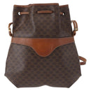 CELINE Macadam Canvas Shoulder Bag PVC Leather Brown Gold Auth 153471-2