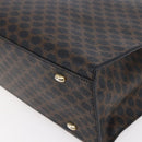 CELINE Macadam Canvas Circle Hand Bag PVC Leather Black Gold Auth 153472-8