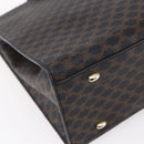 CELINE Macadam Canvas Circle Hand Bag PVC Leather Black Gold Auth 153472-15