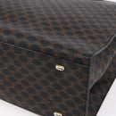 CELINE Macadam Canvas Circle Hand Bag PVC Leather Black Gold Auth 153472-16