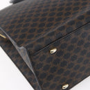 CELINE Macadam Canvas Circle Hand Bag PVC Leather Black Gold Auth 153472-17