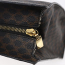 CELINE Macadam Canvas Circle Hand Bag PVC Leather Black Gold Auth 153472-9