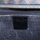 CELINE Macadam Canvas Circle Hand Bag PVC Leather Black Gold Auth 153472-18