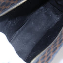 CELINE Macadam Canvas Circle Hand Bag PVC Leather Black Gold Auth 153472-10