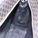 CELINE Macadam Canvas Circle Hand Bag PVC Leather Black Gold Auth 153472-20