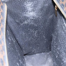 CELINE Macadam Canvas Circle Hand Bag PVC Leather Black Gold Auth 153472-11