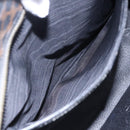 CELINE Macadam Canvas Circle Hand Bag PVC Leather Black Gold Auth 153472-21