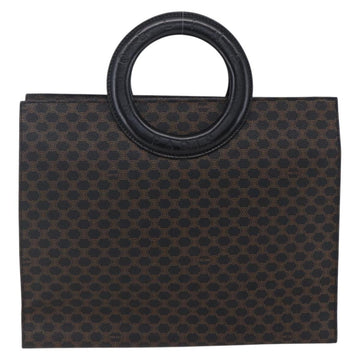 CELINE Macadam Canvas Circle Hand Bag PVC Leather Black Gold Auth 153472 - 0