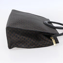 CELINE Macadam Canvas Circle Hand Bag PVC Leather Black Gold Auth 153472-4