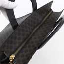 CELINE Macadam Canvas Circle Hand Bag PVC Leather Black Gold Auth 153472-6