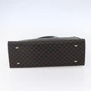 CELINE Macadam Canvas Circle Hand Bag PVC Leather Black Gold Auth 153472-5