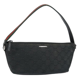 GUCCI GG Canvas Web Sherry Line Accessory Pouch Black 141809 Auth 153474