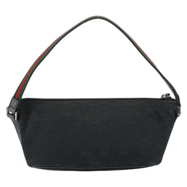 GUCCI GG Canvas Web Sherry Line Accessory Pouch Black 141809 Auth 153474A - 0