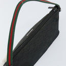 GUCCI GG Canvas Web Sherry Line Accessory Pouch Black 141809 Auth 153474-6