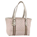 GUCCI GG Canvas Sherry Line Tote Bag Gold Pink 137396 Auth 153475-1