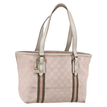 GUCCI GG Canvas Sherry Line Tote Bag Gold Pink 137396 Auth 153475