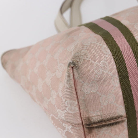 GUCCI GG Canvas Sherry Line Tote Bag Gold Pink 137396 Auth 153475