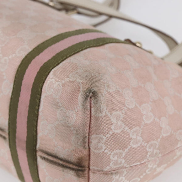 GUCCI GG Canvas Sherry Line Tote Bag Gold Pink 137396 Auth 153475