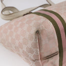 GUCCI GG Canvas Sherry Line Tote Bag Gold Pink 137396 Auth 153475-16