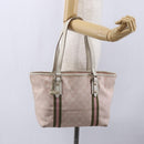 GUCCI GG Canvas Sherry Line Tote Bag Gold Pink 137396 Auth 153475-22