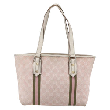 GUCCI GG Canvas Sherry Line Tote Bag Gold Pink 137396 Auth 153475 - 0