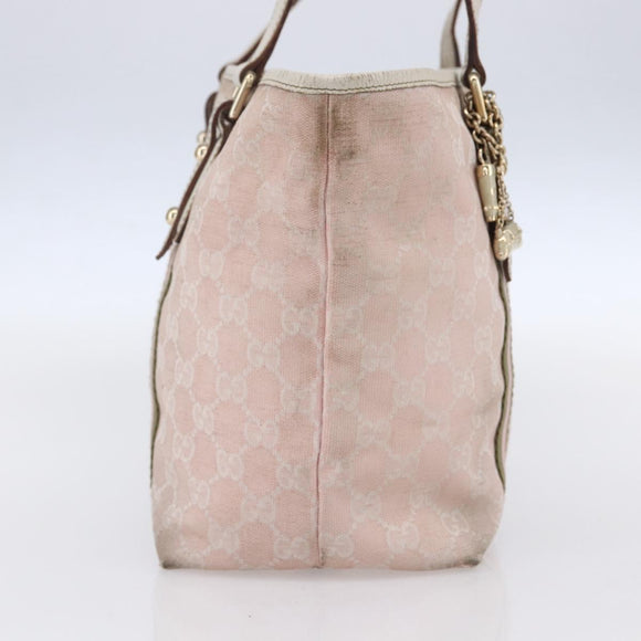 GUCCI GG Canvas Sherry Line Tote Bag Gold Pink 137396 Auth 153475