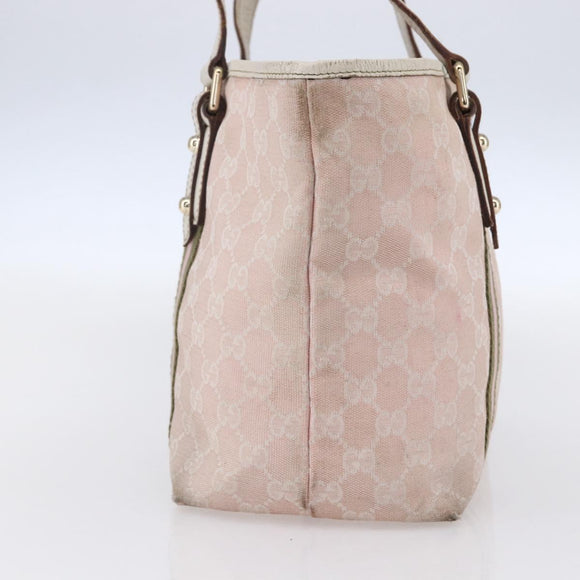 GUCCI GG Canvas Sherry Line Tote Bag Gold Pink 137396 Auth 153475