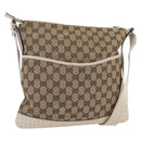 GUCCI GG Canvas Shoulder Bag Beige Silver 145857 Auth 153476-1