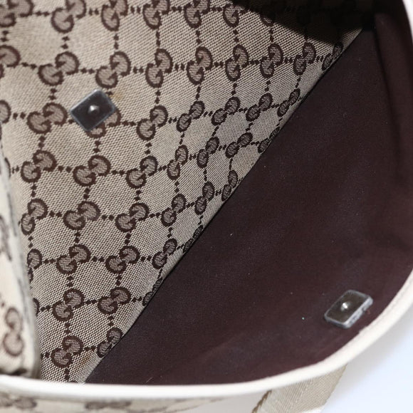 GUCCI GG Canvas Shoulder Bag Beige Silver 145857 Auth 153476