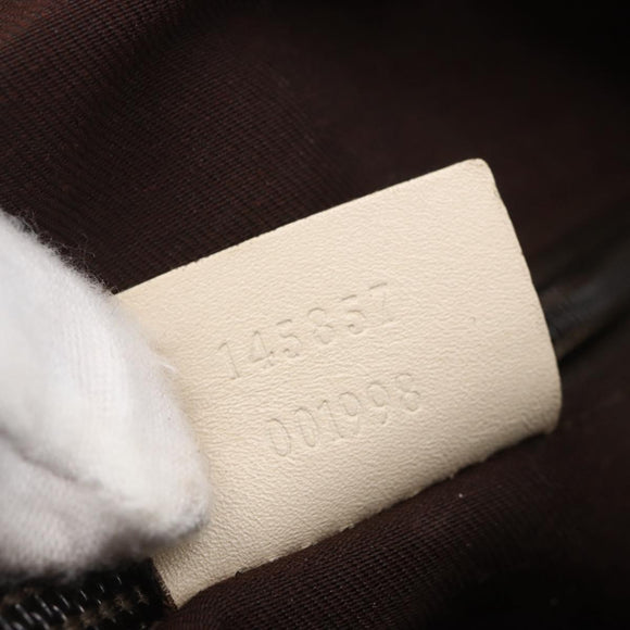 GUCCI GG Canvas Shoulder Bag Beige Silver 145857 Auth 153476