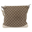 GUCCI GG Canvas Shoulder Bag Beige Silver 145857 Auth 153476-2