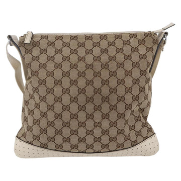GUCCI GG Canvas Shoulder Bag Beige Silver 145857 Auth 153476 - 0
