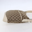 GUCCI GG Canvas Shoulder Bag Beige Silver 145857 Auth 153476-4