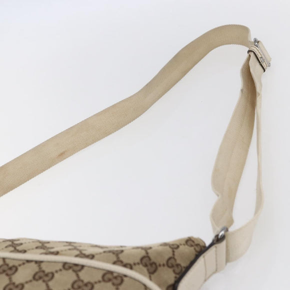 GUCCI GG Canvas Shoulder Bag Beige Silver 145857 Auth 153476