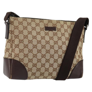 GUCCI GG Canvas Shoulder Bag Beige Silver 114273 Auth 153477