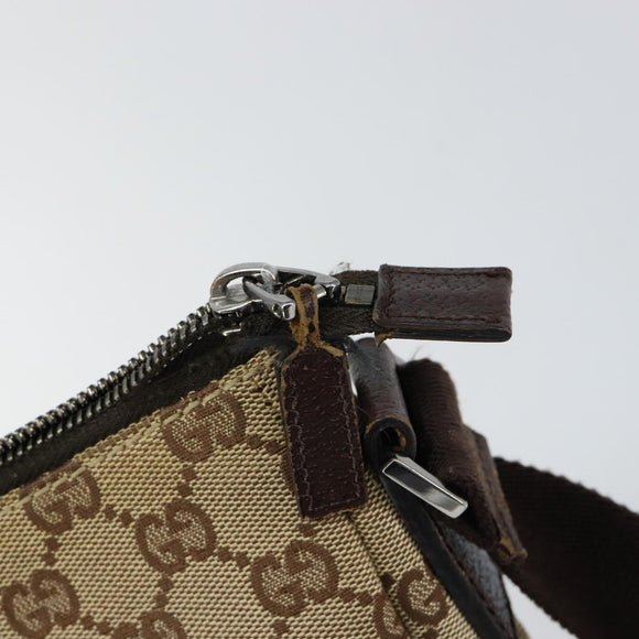 GUCCI GG Canvas Shoulder Bag Beige Silver 114273 Auth 153477