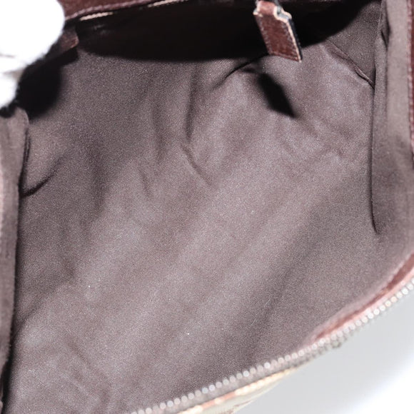 GUCCI GG Canvas Shoulder Bag Beige Silver 114273 Auth 153477