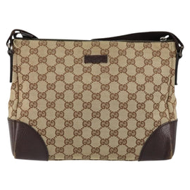 GUCCI GG Canvas Shoulder Bag Beige Silver 114273 Auth 153477 - 0