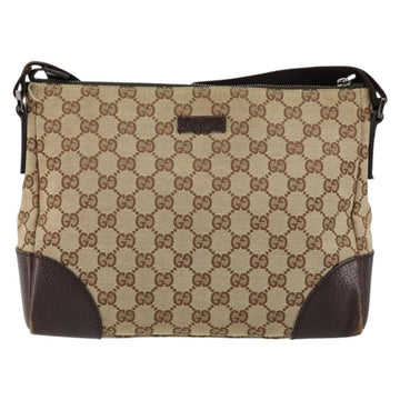 GUCCI GG Canvas Shoulder Bag Beige Silver 114273 Auth 153477 - 0
