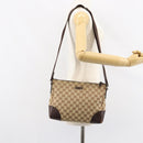 GUCCI GG Canvas Shoulder Bag Beige Silver 114273 Auth 153477-25