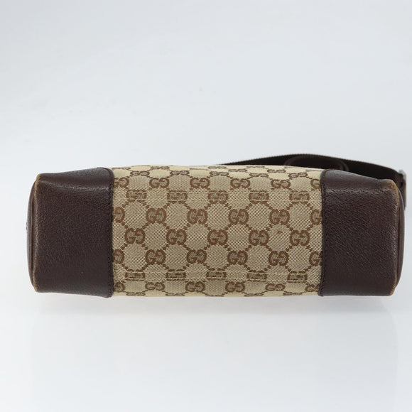 GUCCI GG Canvas Shoulder Bag Beige Silver 114273 Auth 153477