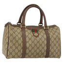 GUCCI GG Supreme Web Sherry Line Boston Bag PVC Beige Gold 40 02 007 Auth 153479-1