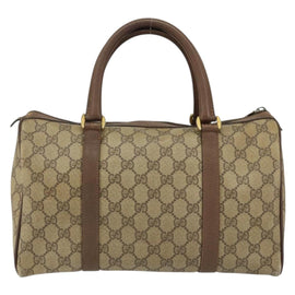 GUCCI GG Supreme Web Sherry Line Boston Bag PVC Beige Gold 40 02 007 Auth 153479 - 0