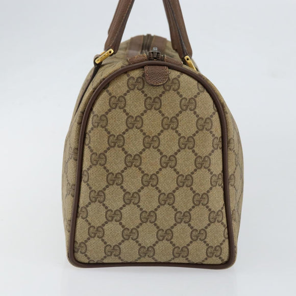 GUCCI GG Supreme Web Sherry Line Boston Bag PVC Beige Gold 40 02 007 Auth 153479