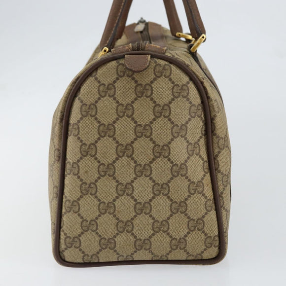 GUCCI GG Supreme Web Sherry Line Boston Bag PVC Beige Gold 40 02 007 Auth 153479