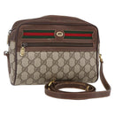 GUCCI GG Supreme Web Sherry Line Bag PVC Beige Gold 56 02 087 Auth 153480-1