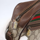 GUCCI GG Supreme Web Sherry Line Bag PVC Beige Gold 56 02 087 Auth 153480-10