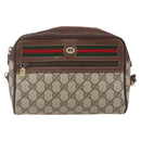 GUCCI GG Supreme Web Sherry Line Bag PVC Beige Gold 56 02 087 Auth 153480-13